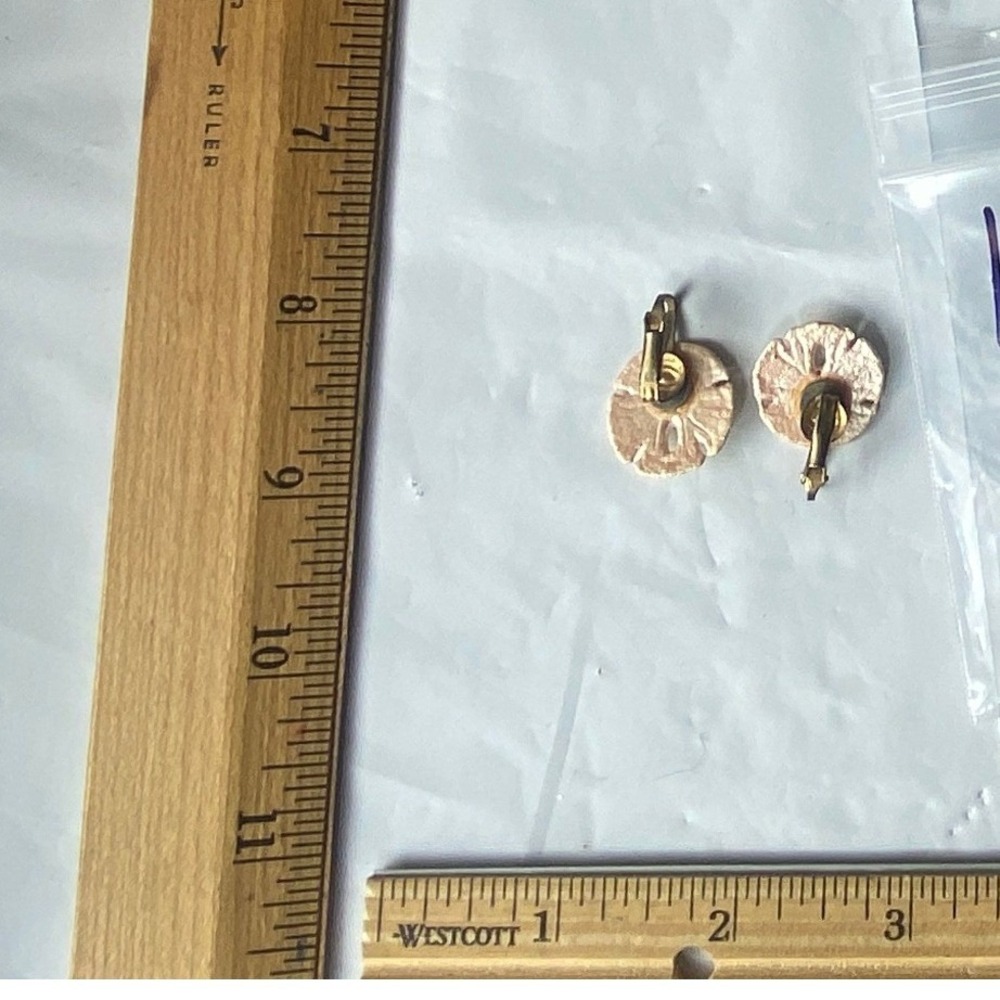 Small Round Clip On Earrings Gold Tone Textured Design Women's Jewelry‎